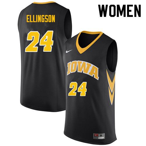 Women #24 Brady Ellingson Iowa Hawkeyes College Basketball Jerseys Sale-Black